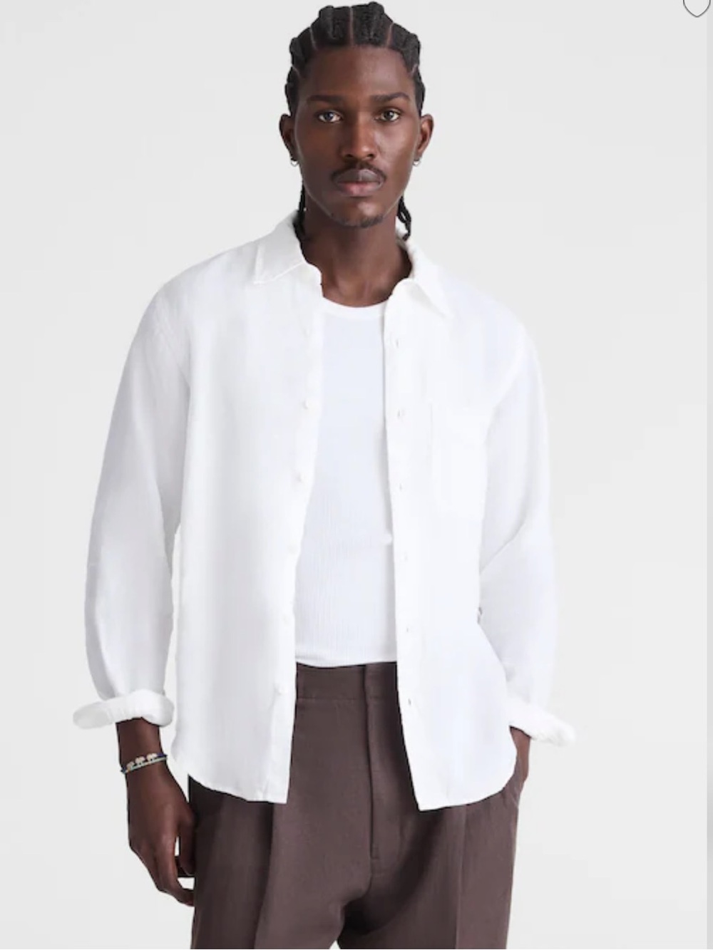 Madewell NWT Men's White 💯 Linen Button-Up Shirt Size Large